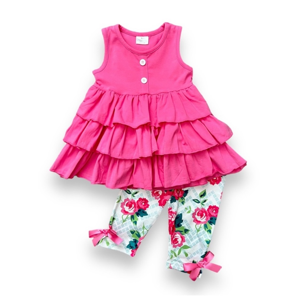 Girl Floral Legging Capri Set